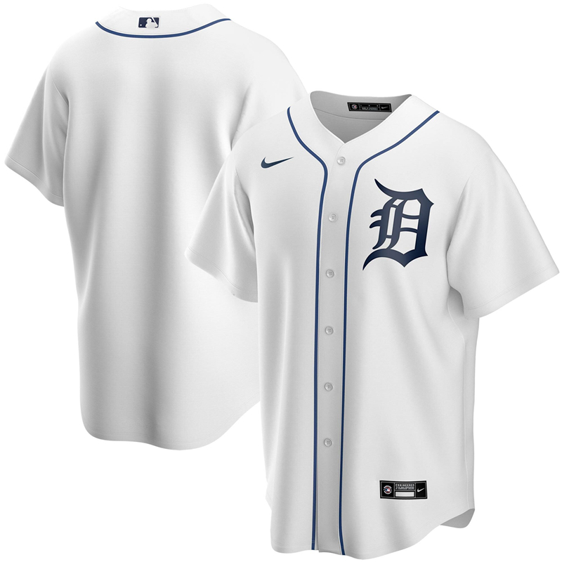 2020 MLB Men Detroit Tigers Nike White Home 2020 Replica Team Jersey 1